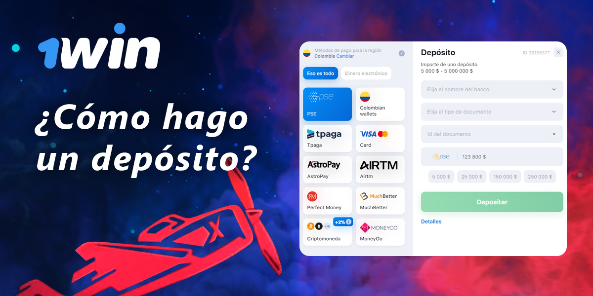 Instrucciones paso a paso para realizar un depósito para jugar a Aviator en 1Win
